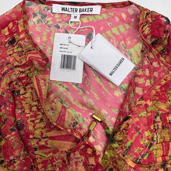 NWT Walter Baker Anthropologie Sheer Long Sleeve Top Blouse Casual Artsy Boho M - Picture 6 of 8